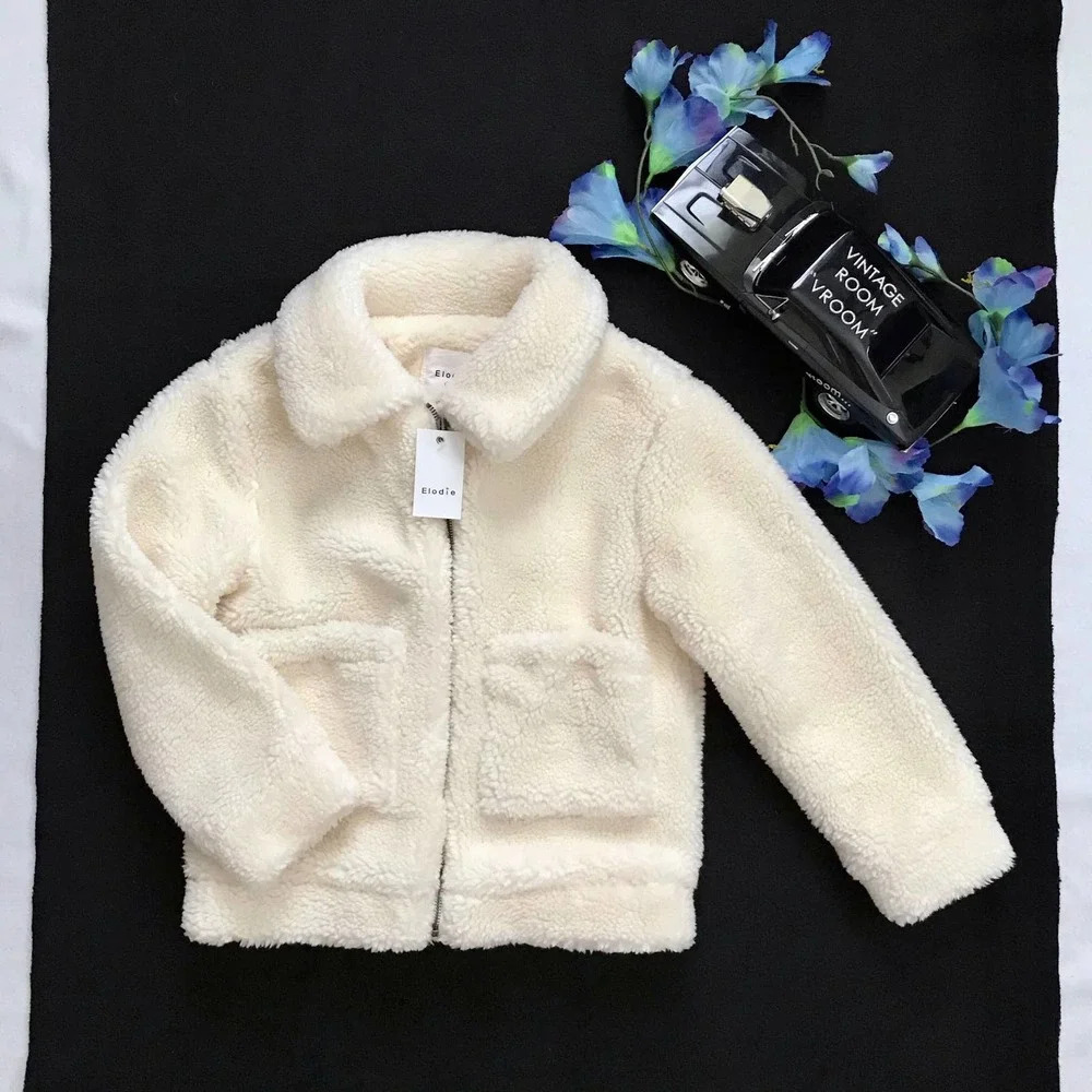 Elodie NWT Faux Shearling Spread Collar Jacket Girls Various